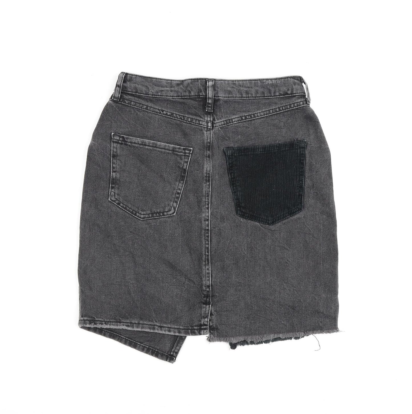 River Island Womens Grey Cotton A-Line Skirt Size 8 Zip