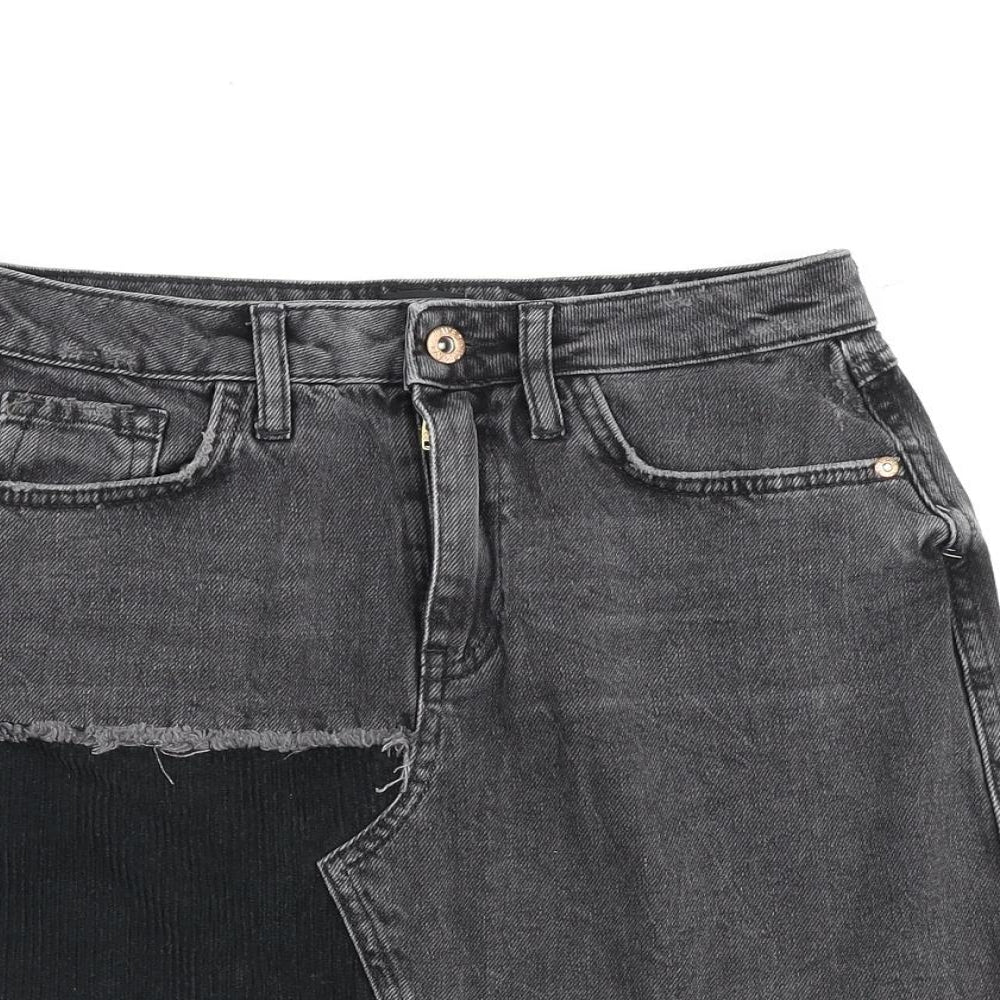 River Island Womens Grey Cotton A-Line Skirt Size 8 Zip