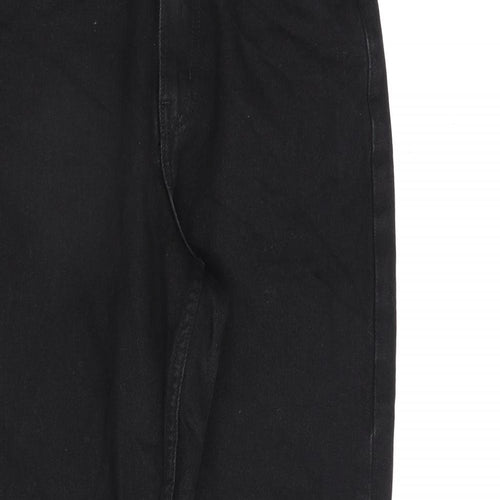 Denim & Co. Womens Black Cotton Mom Jeans Size 8 L28 in Regular Zip