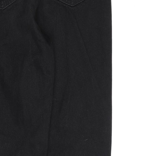 Denim & Co. Womens Black Cotton Mom Jeans Size 8 L28 in Regular Zip