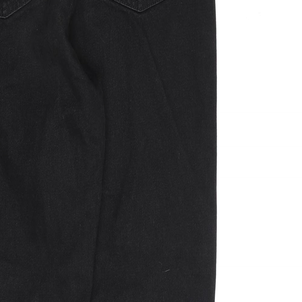 Denim & Co. Womens Black Cotton Mom Jeans Size 8 L28 in Regular Zip