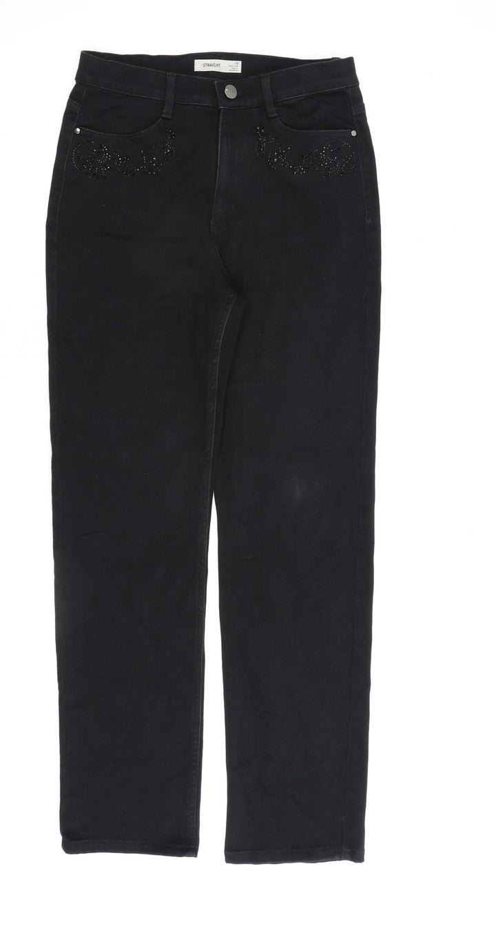 Marks and Spencer Womens Black Cotton Skinny Jeans Size 10 L30 in Regular Zip