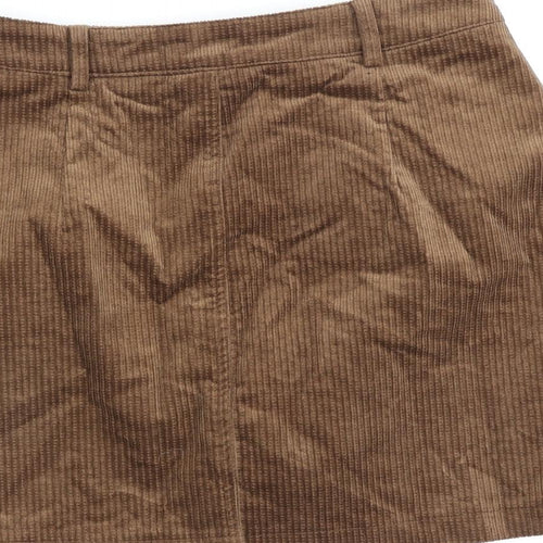Qian Lang Womens Brown Cotton A-Line Skirt Size 28 in Zip