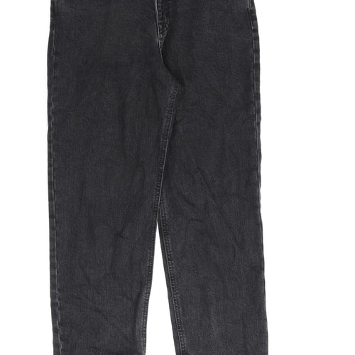 ASOS Womens Black Cotton Wide-Leg Jeans Size 30 in L32 in Regular Zip