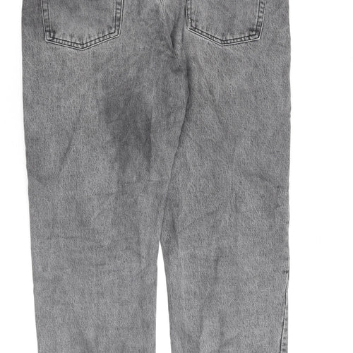 Topman Mens Grey Cotton Straight Jeans Size 34 in L34 in Regular Button