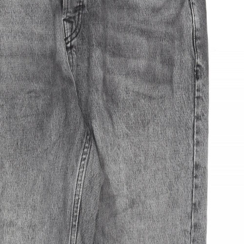 Topman Mens Grey Cotton Straight Jeans Size 34 in L34 in Regular Button