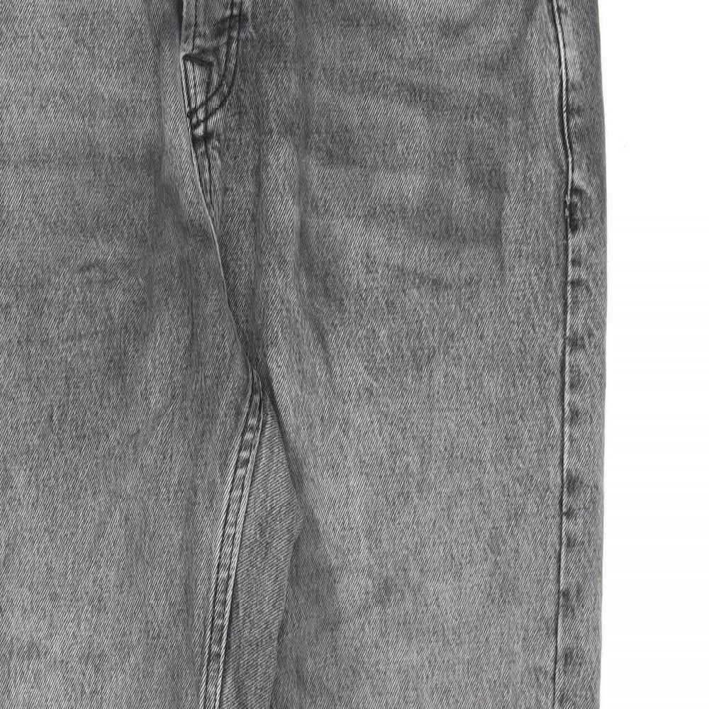 Topman Mens Grey Cotton Straight Jeans Size 34 in L34 in Regular Button