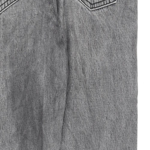 Topman Mens Grey Cotton Straight Jeans Size 34 in L34 in Regular Button