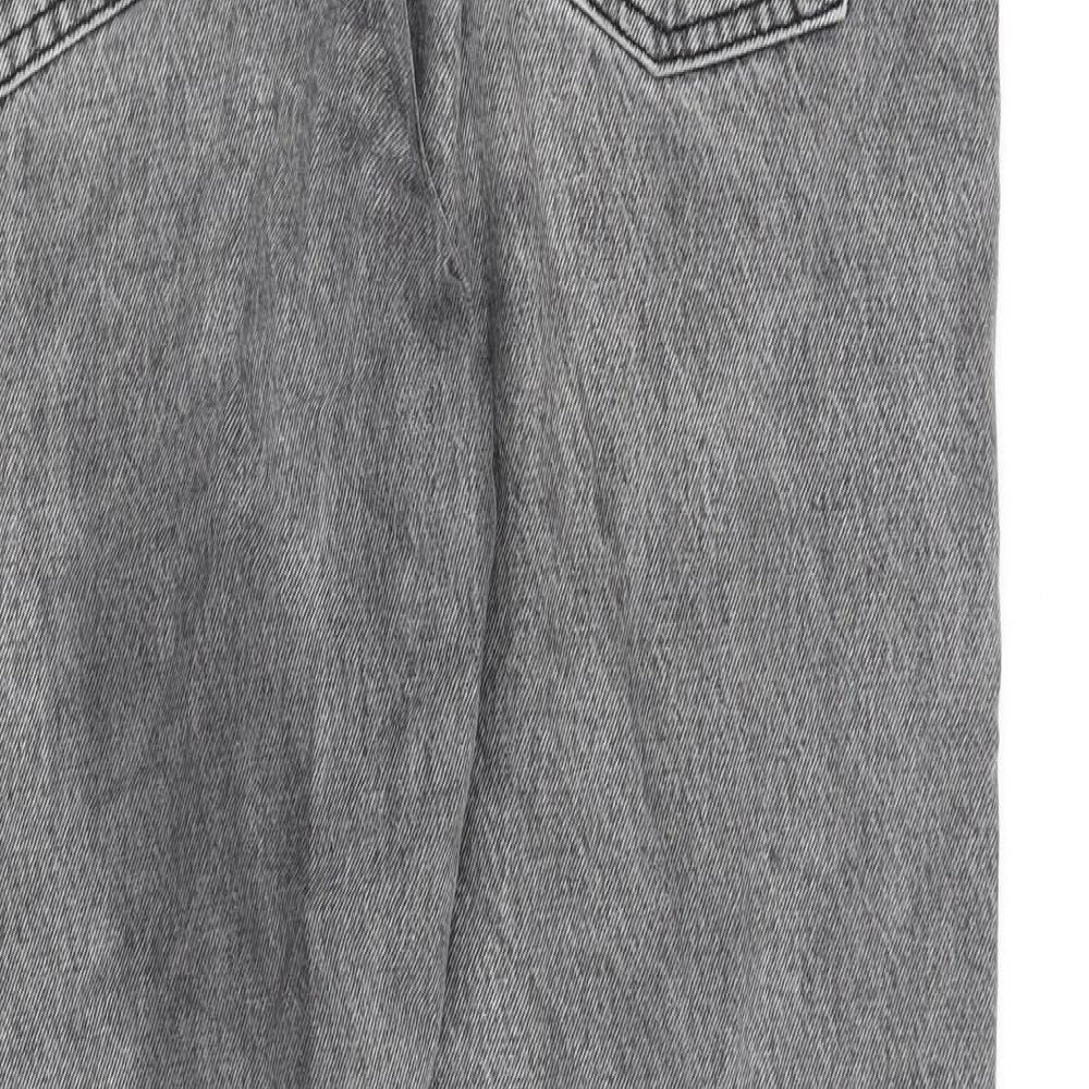 Topman Mens Grey Cotton Straight Jeans Size 34 in L34 in Regular Button