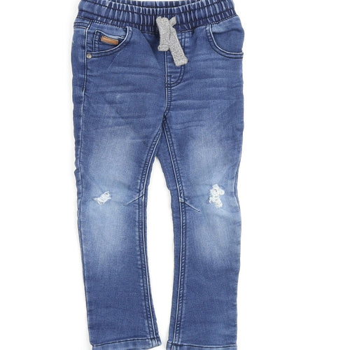 Mothercare Boys Blue Cotton Skinny Jeans Size 3-4 Years Regular Tie
