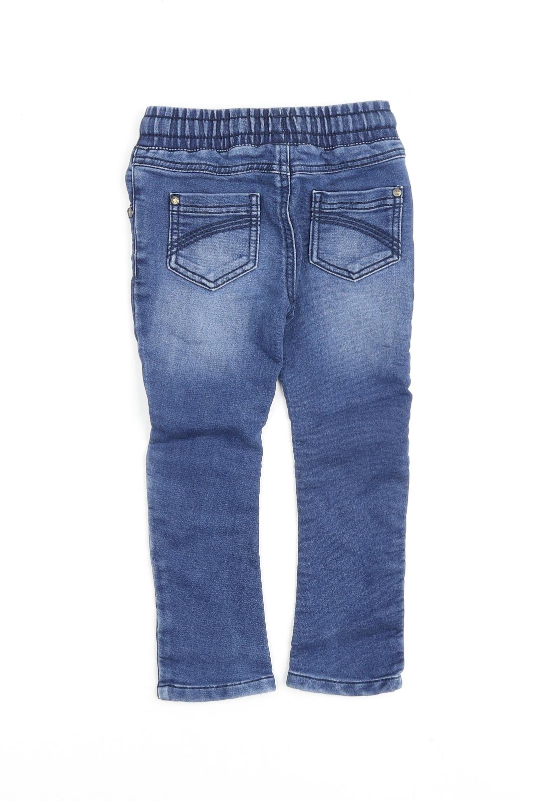 Mothercare Boys Blue Cotton Skinny Jeans Size 3-4 Years Regular Tie