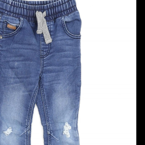 Mothercare Boys Blue Cotton Skinny Jeans Size 3-4 Years Regular Tie