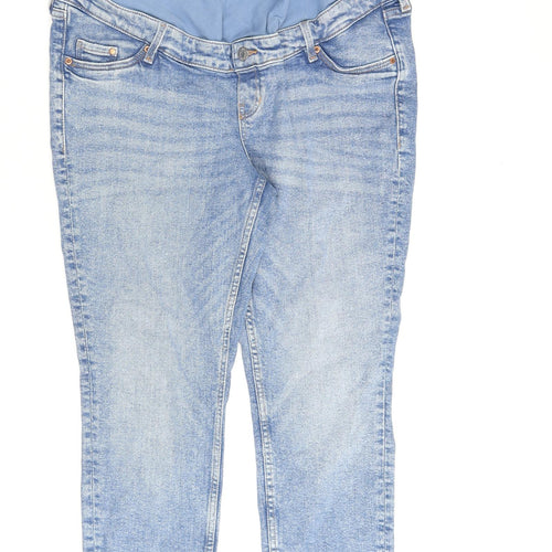 H&M Womens Blue Cotton Skinny Jeans Size L L27 in Regular Button