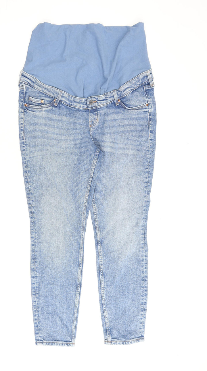 H&M Womens Blue Cotton Skinny Jeans Size L L27 in Regular Button