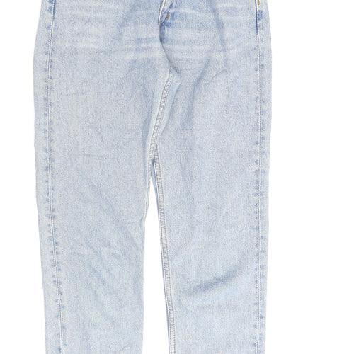Monki Womens Blue Cotton Straight Jeans Size 24 in L27 in Regular Zip