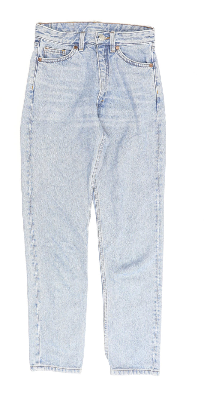 Monki Womens Blue Cotton Straight Jeans Size 24 in L27 in Regular Zip