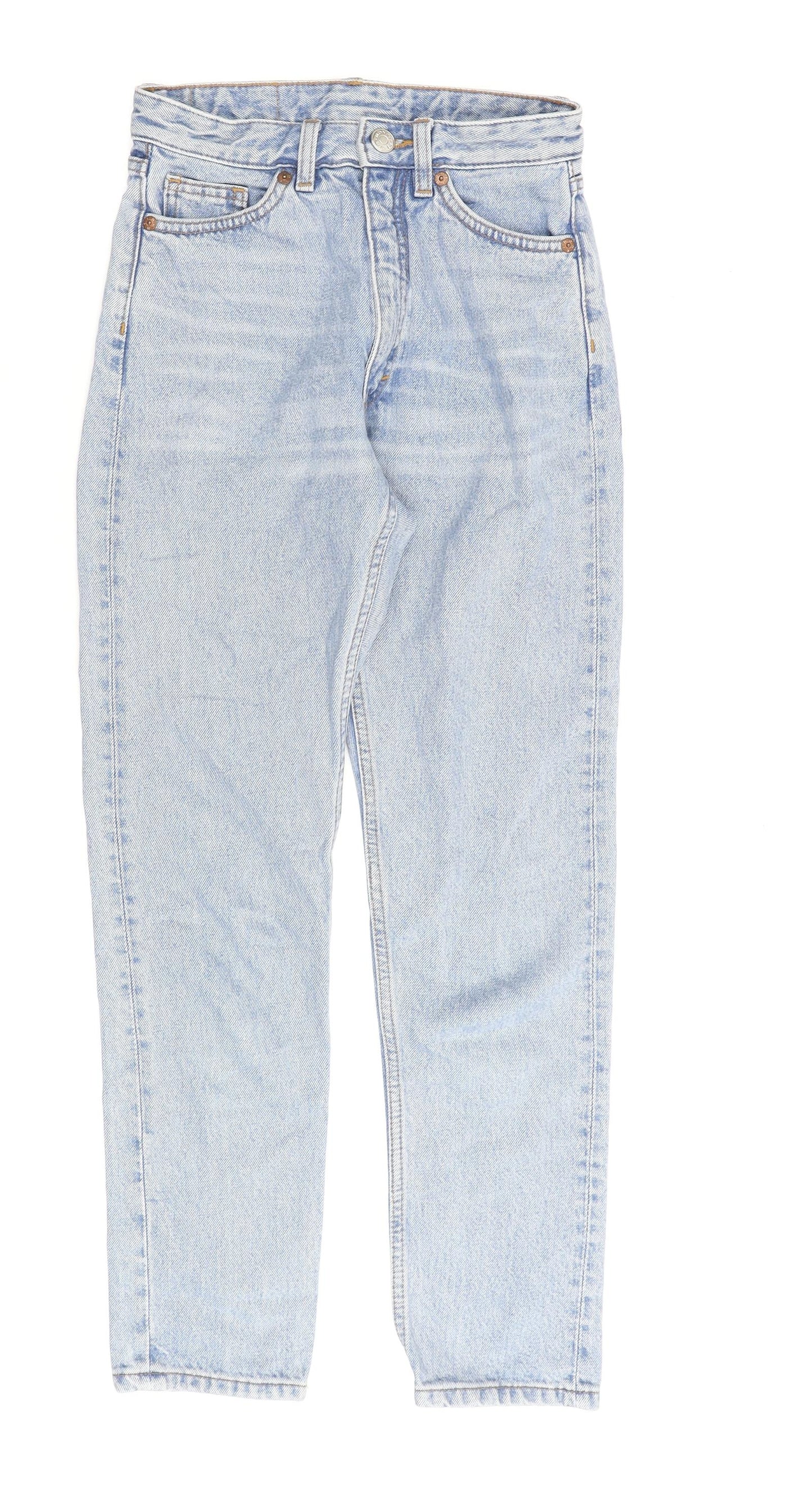 Monki Womens Blue Cotton Straight Jeans Size 24 in L27 in Regular Zip