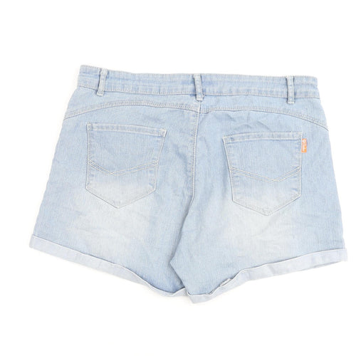 US Ladies Womens Blue Cotton Basic Shorts Size 34 in L3 in Regular Zip
