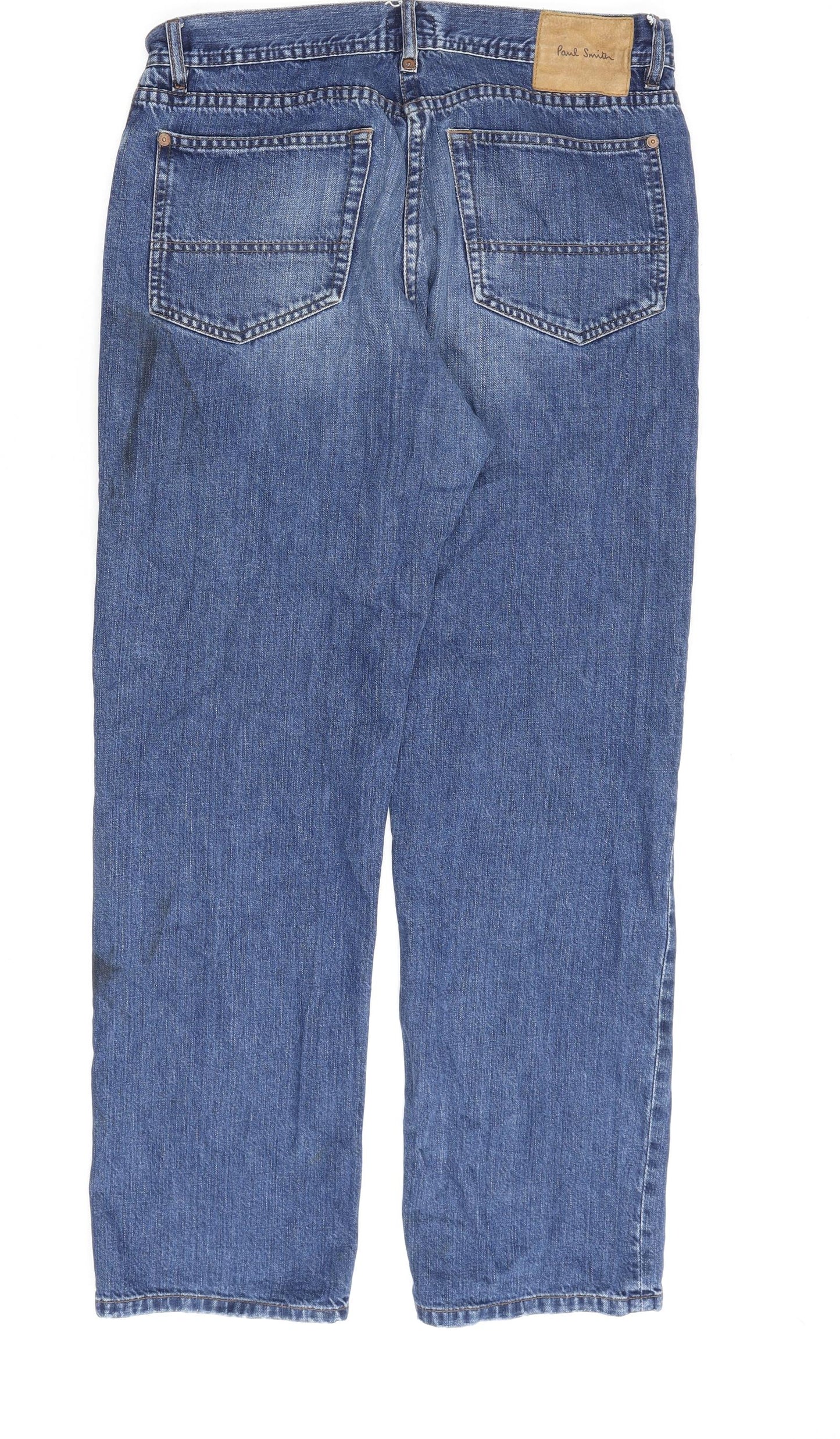 Paul Smith Mens Blue Cotton Straight Jeans Size 32 in L30 in Regular Button