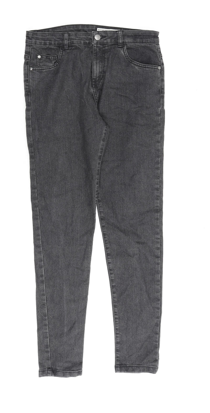Very Girls Grey Cotton Skinny Jeans Size 15 Years L28 in Regular Zip