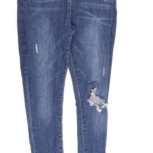 Very Womens Blue Cotton Skinny Jeans Size 12 L26 in Regular Zip