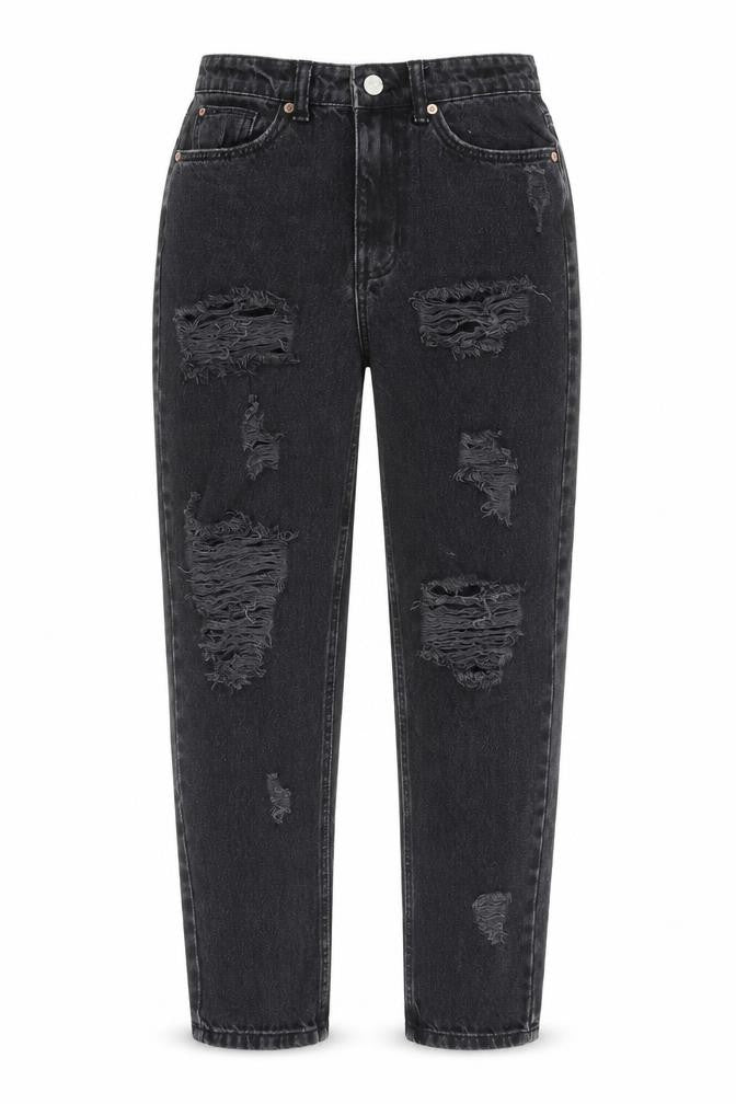 Denim & Co. Womens Grey Cotton Mom Jeans Size 8 L27 in Regular Zip
