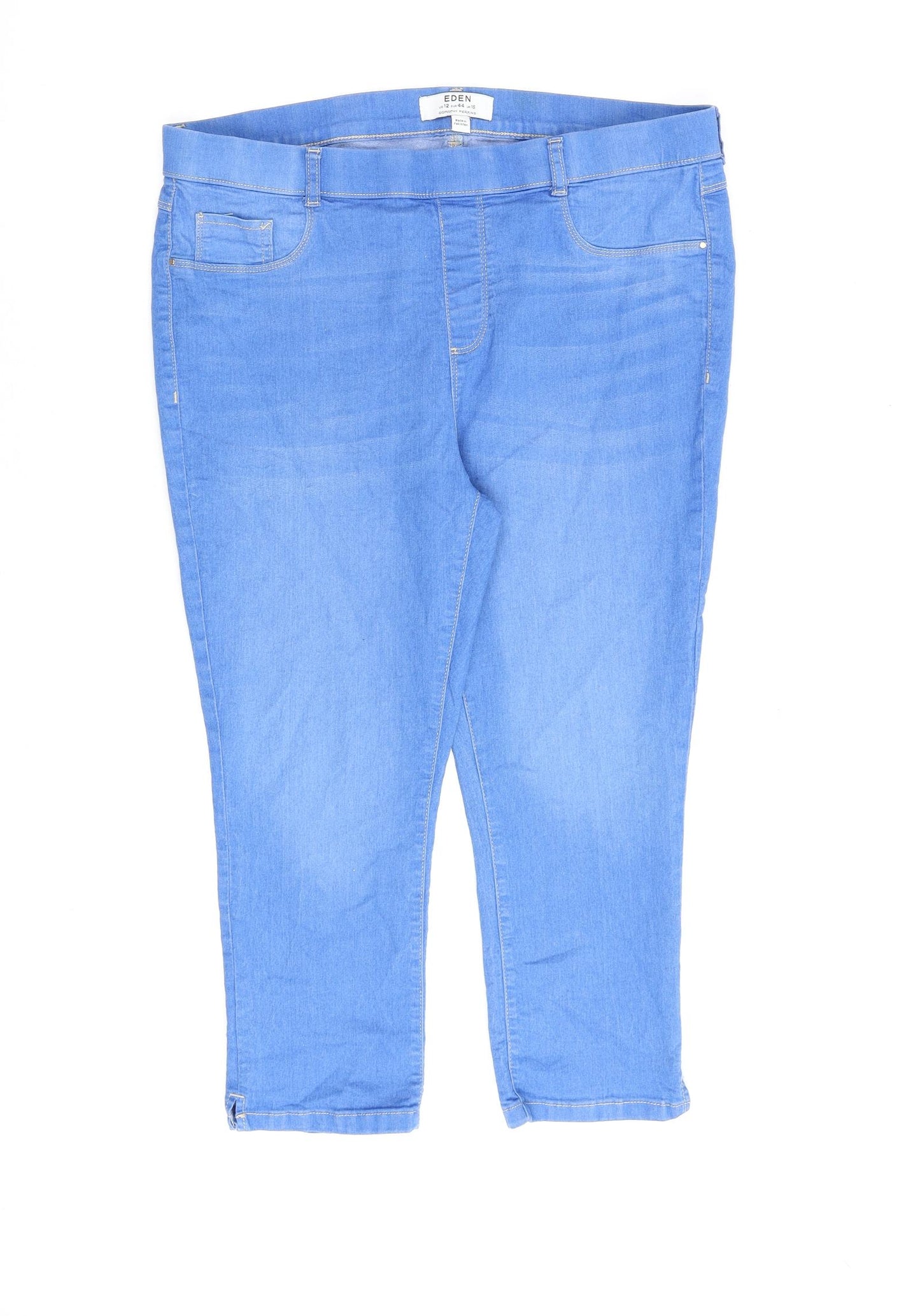 Dorothy Perkins Womens Blue Cotton Cropped Jeans Size 16 L22 in Regular