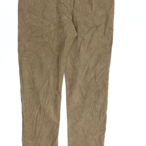 Marks and Spencer Mens Brown Cotton Trousers Size 36 in L30 in Regular Zip