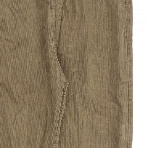 Marks and Spencer Mens Brown Cotton Trousers Size 36 in L30 in Regular Zip