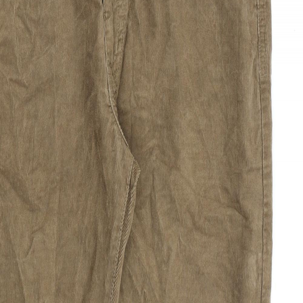 Marks and Spencer Mens Brown Cotton Trousers Size 36 in L30 in Regular Zip