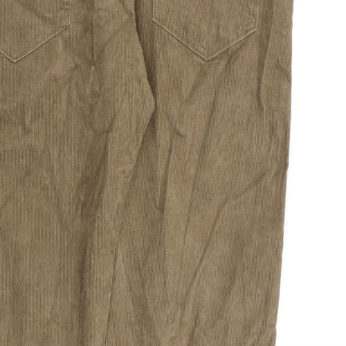 Marks and Spencer Mens Brown Cotton Trousers Size 36 in L30 in Regular Zip
