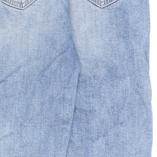 Marks and Spencer Womens Blue Cotton Mom Jeans Size 16 L27 in Regular Zip