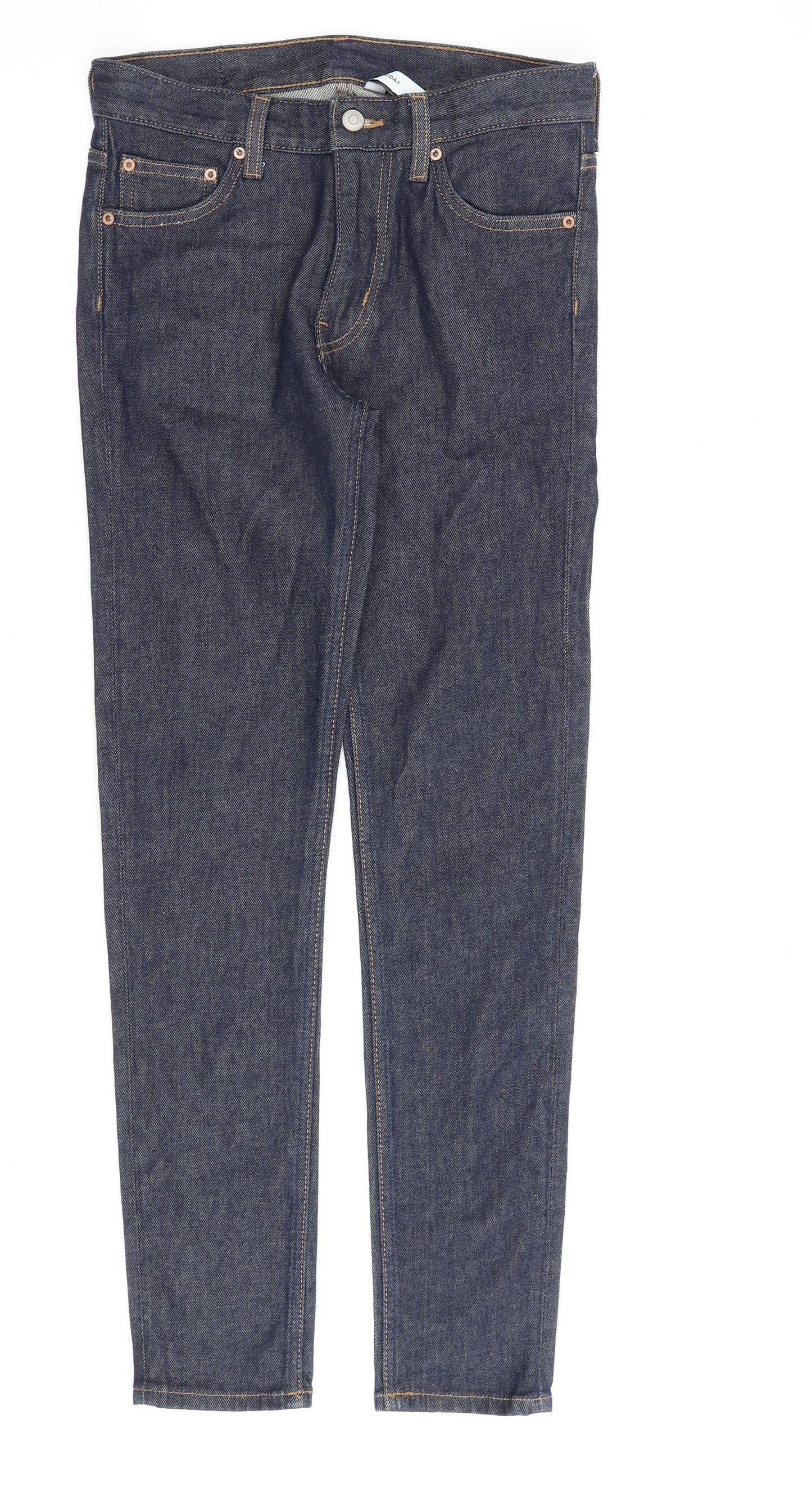 Weekday Womens Blue Cotton Straight Jeans Size 27 in L30 in Regular Zip