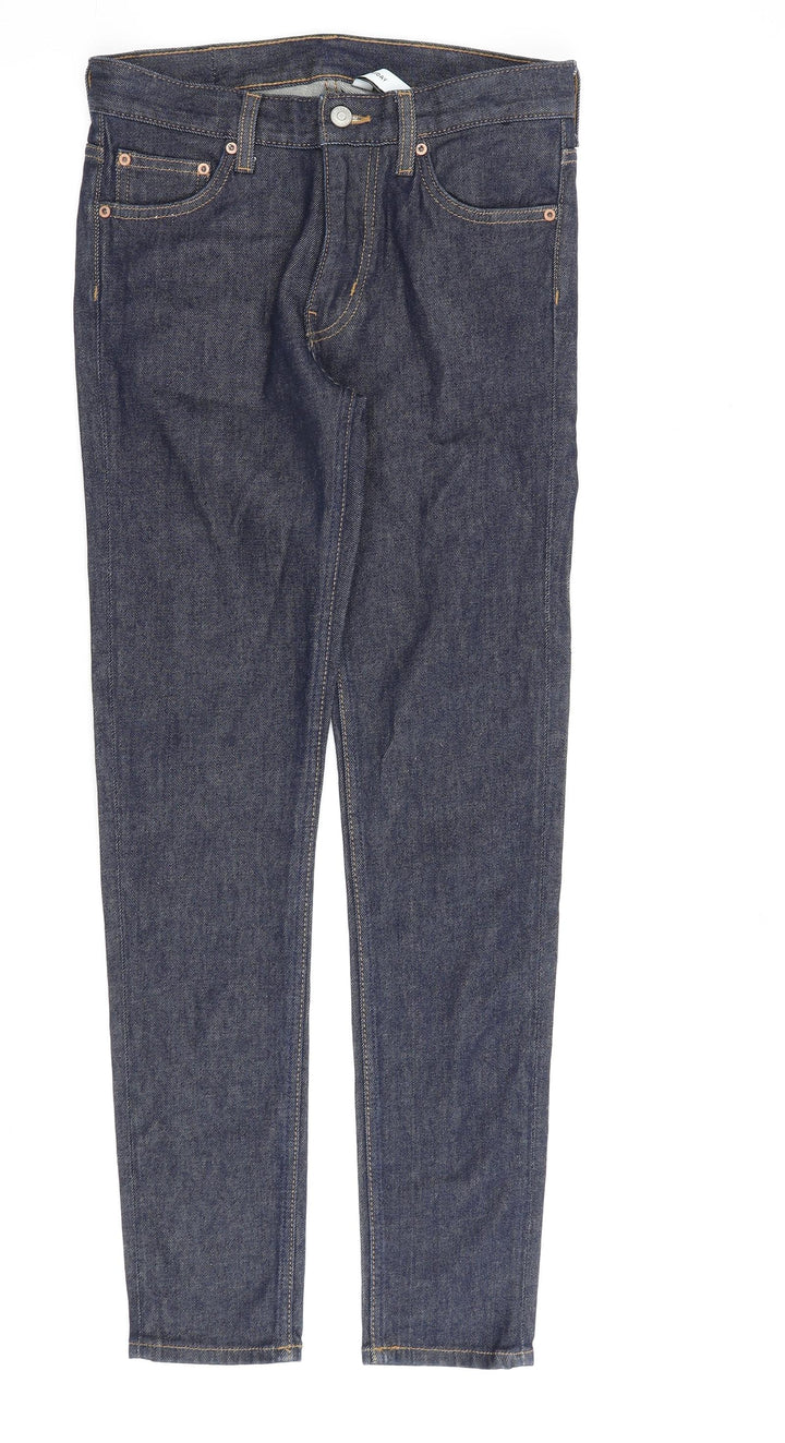 Weekday Womens Blue Cotton Straight Jeans Size 27 in L30 in Regular Zip