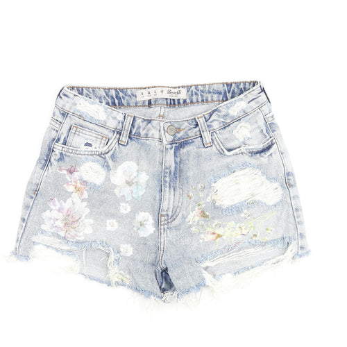 Denim & Co. Womens Blue 100% Cotton Cut-Off Shorts Size 8 L3 in Regular Zip