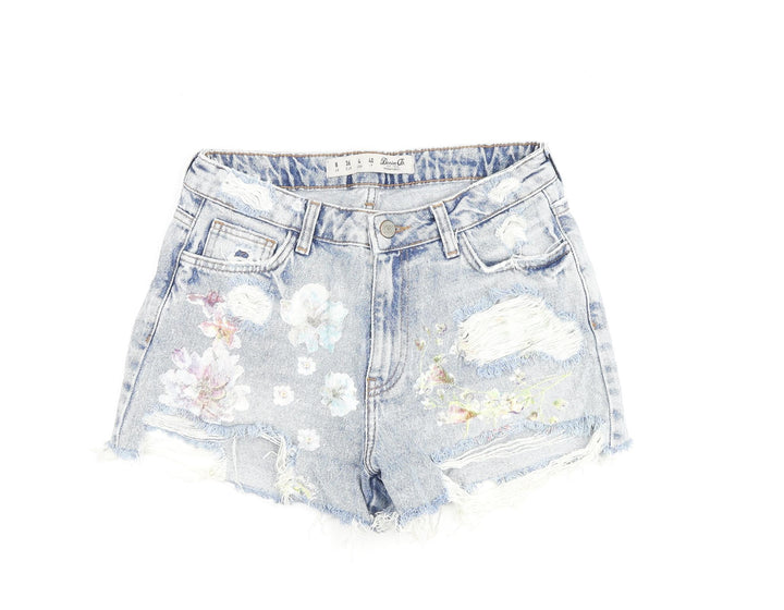 Denim & Co. Womens Blue 100% Cotton Cut-Off Shorts Size 8 L3 in Regular Zip