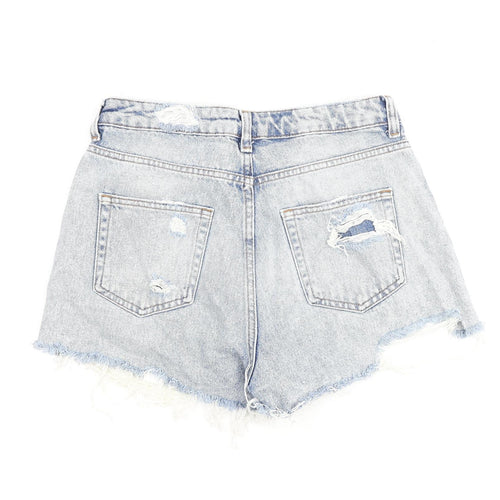 Denim & Co. Womens Blue 100% Cotton Cut-Off Shorts Size 8 L3 in Regular Zip