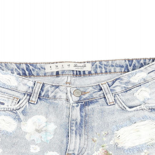 Denim & Co. Womens Blue 100% Cotton Cut-Off Shorts Size 8 L3 in Regular Zip