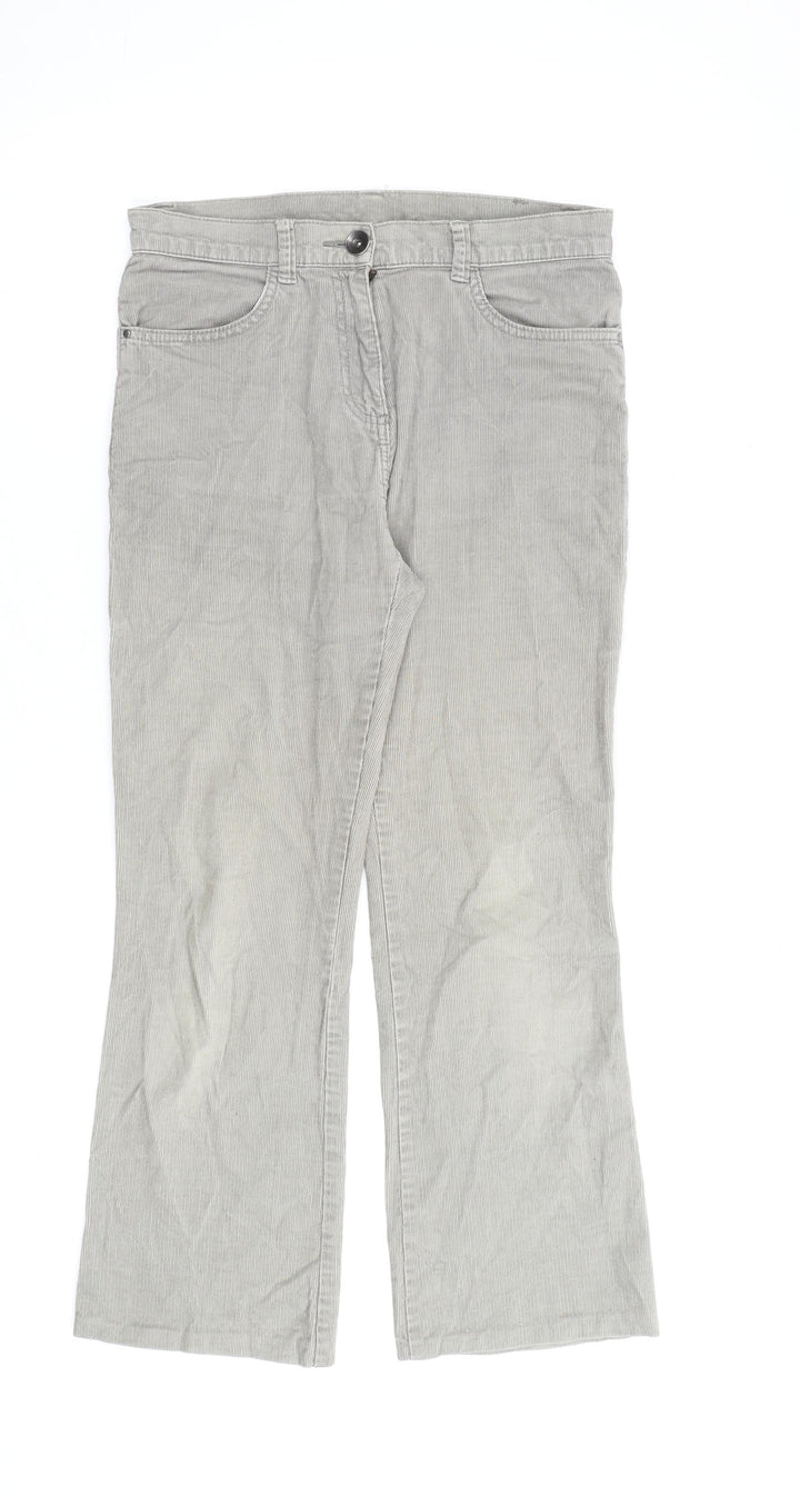 Marks and Spencer Womens Green Cotton Straight Jeans Size 8 L26 in Regular Zip