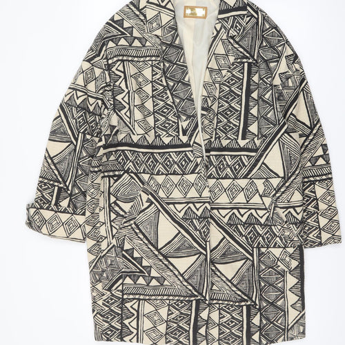 Per Una Womens Beige Geometric Jacket Blazer Size S Snap