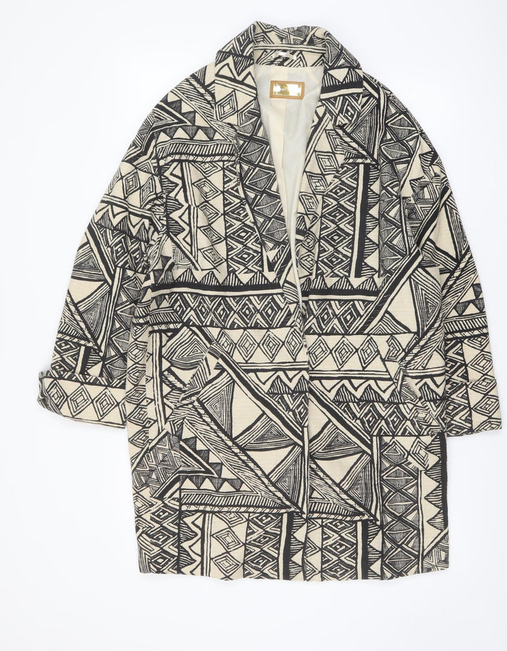 Per Una Womens Beige Geometric Jacket Blazer Size S Snap