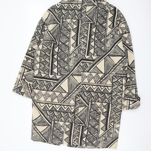 Per Una Womens Beige Geometric Jacket Blazer Size S Snap