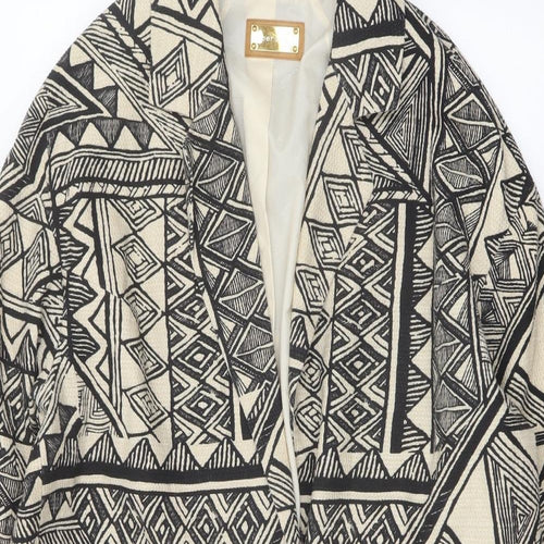 Per Una Womens Beige Geometric Jacket Blazer Size S Snap