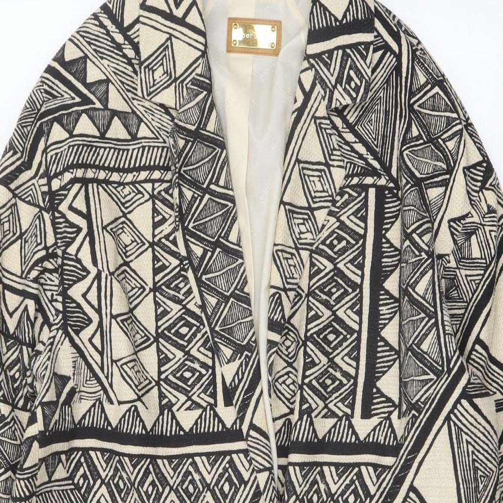 Per Una Womens Beige Geometric Jacket Blazer Size S Snap
