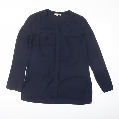 Marks and Spencer Womens Blue Polyester Basic Blouse Size 10 Round Neck