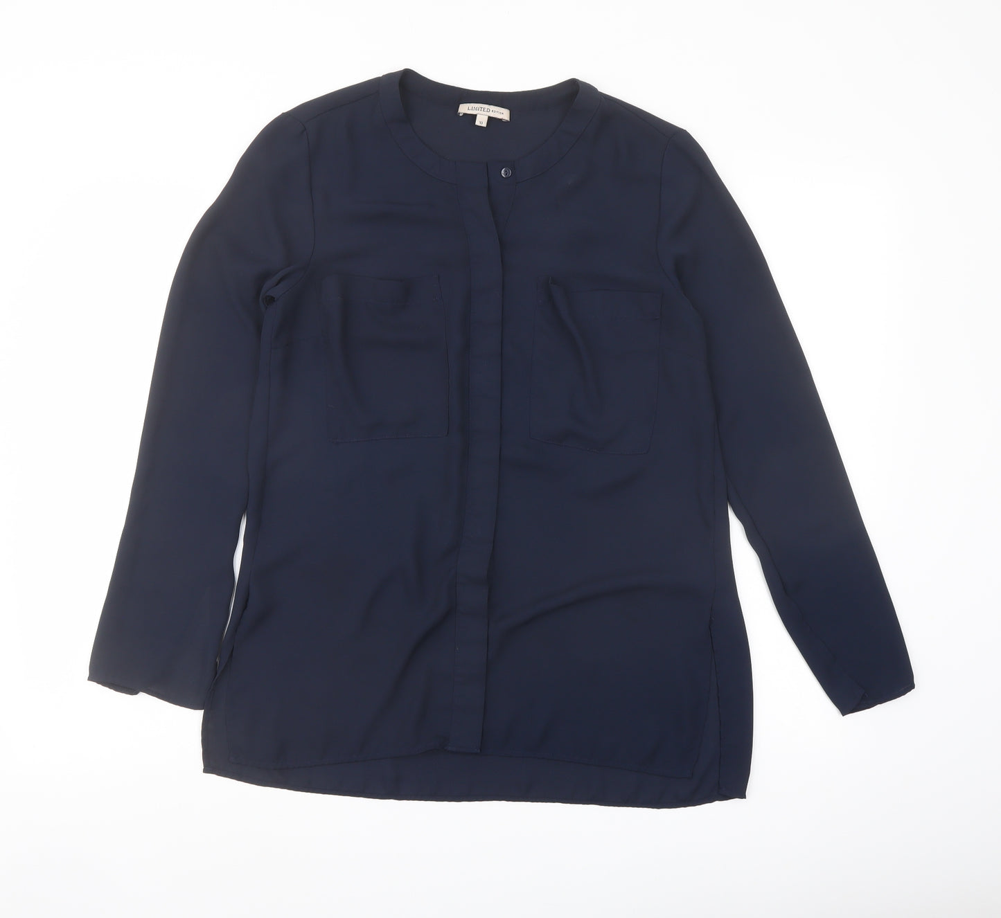 Marks and Spencer Womens Blue Polyester Basic Blouse Size 10 Round Neck