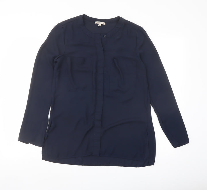 Marks and Spencer Womens Blue Polyester Basic Blouse Size 10 Round Neck