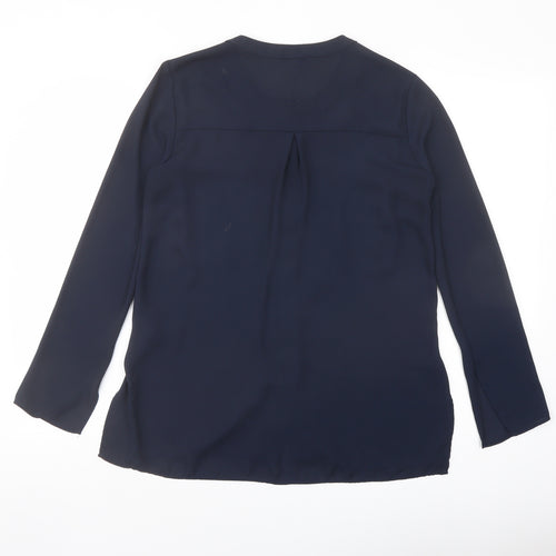 Marks and Spencer Womens Blue Polyester Basic Blouse Size 10 Round Neck