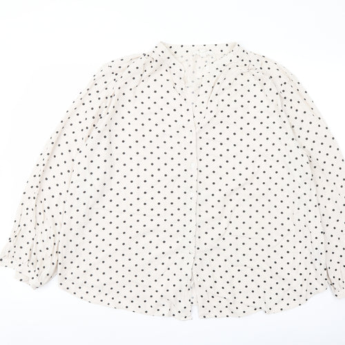 H&M Womens Ivory Polka Dot Viscose Basic Blouse Size M V-Neck