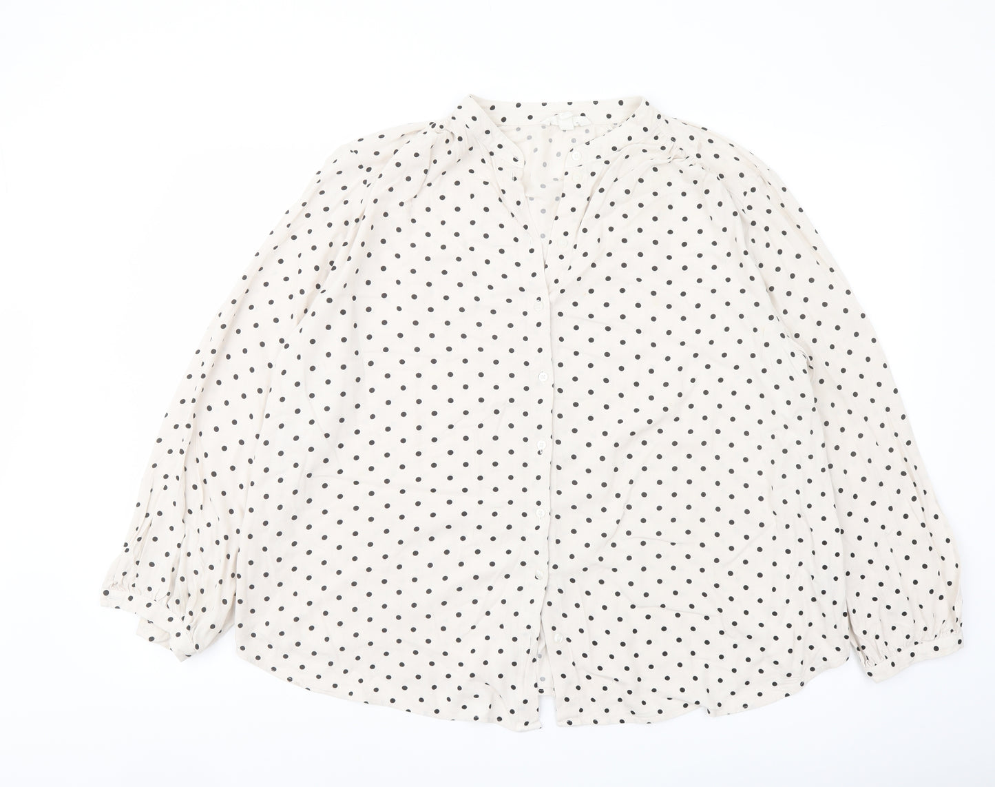 H&M Womens Ivory Polka Dot Viscose Basic Blouse Size M V-Neck